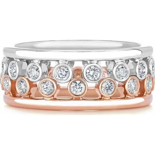 Simple Design Sterling Silver 925 Water Drop Note Row Ring Gift Female High-End Boutique Jewelry