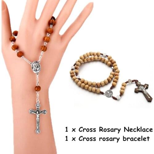 Religion 2pcs/set Party Women Cross Green Rhinestone Religious Blessing Necklace Ring Set