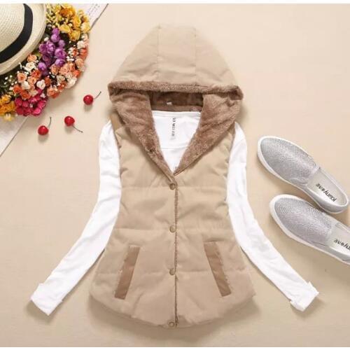 2020 New Winter Jacket Women Commuter Fashion Casual Hooded Cashmere Sleeveless Vest Ladies Cardigans Warm Coat VE008