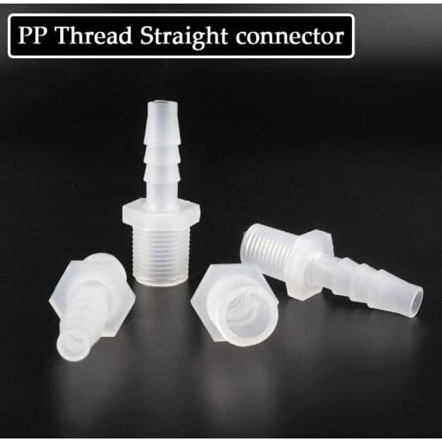 10Pcs/Lot 2.4~10mm M5 M6 M8 Male Thread Straight Connector Aquarium Fish Tank PP Plastic Adapter Air Pump Hose Pagoda Connectors