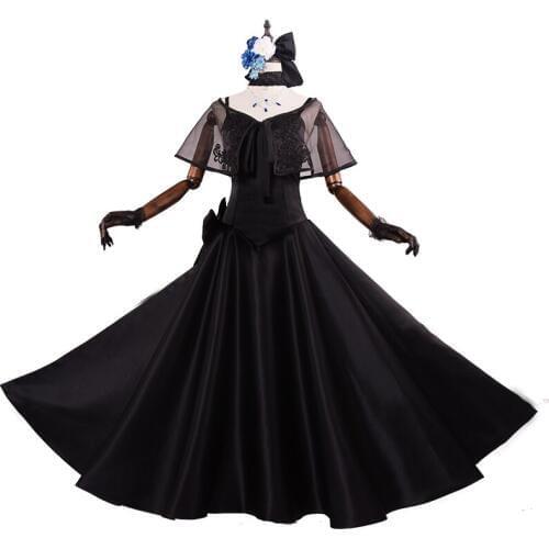 100%real black dress with cloak cosplay embroidery gown medieval dress gown cartoon dress