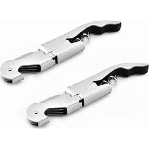 100Pcs/Lot High Quality Stainless Steel Wine Bottle Opener Double Hinged Waiters Red wine Beer Corkscrew Lever Tool Wholesale