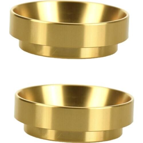 2Pcs 58mm Aluminum Espresso Dosing Funnel Coffee Dosage Rings Distributor Accessories for Handmade Coffee - Gold