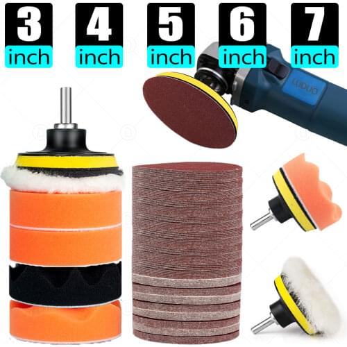 3inch Car Polishing Disc Self-Adhesive Buffing Waxing Sponge Wool Wheel Polishing Pad Kit For Car Polisher Drill Adapter