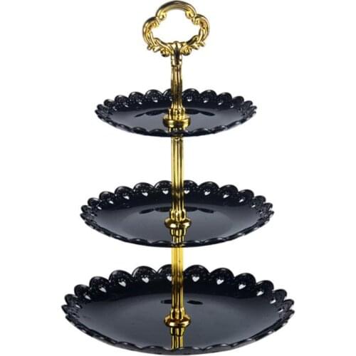3 Layers Crown Cake Stand Birthday Party Cake Display Rack Cupcake Tray Specialty Plates Snack Tray Fruits Cookie Holder