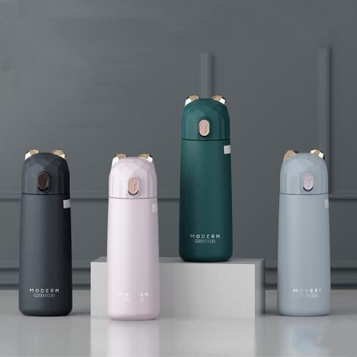 350ml Modern Bear Insulation Cup Cute Animal Bullet Water Cup Male and Female Student Sports Cup Delicate and Small Water Bottle