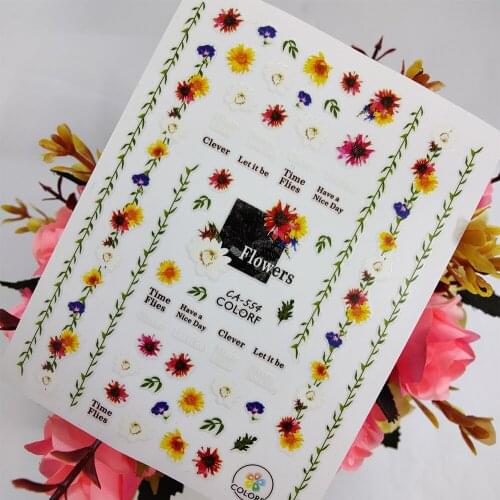 3D Nail Art sticker Peel Off Sliders Chrysanthemum Leaf Nail Decoraciones Sticker Foil Self adhesive Design Manicure Accessories