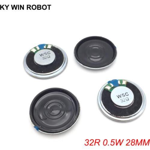 5pcs/lot New Ultra-thin Mini speaker 32 ohms 0.5 watt 0.5W 32R speaker Diameter 28MM 2.8CM thickness 5MM