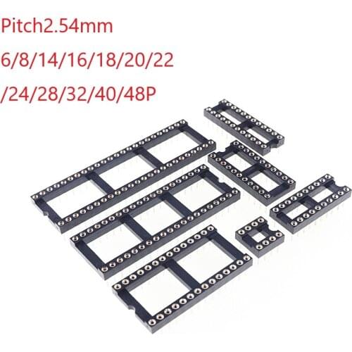 50pcs IC Socket 6 8 12 14 16 18 20 22 24 28 32 40 48 Pin DIP Machined Pin Socket Round Sleeve inner 0.5 mm Through Holes Tin