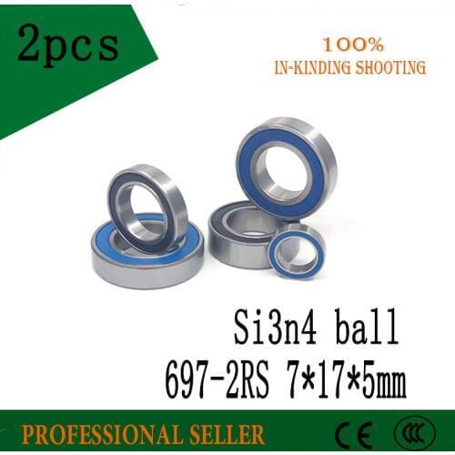 697-2RS 7x17x5mm 697RS SI3N4 balls hybrid ceramic deep groove ball bearing