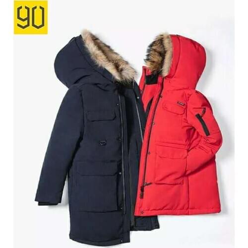 90Fun Jacket 80% Goose Down Heat Reflection Function Lining Level 4Water Repellent Unisex Thick Coat Winter Removable Fur Collar