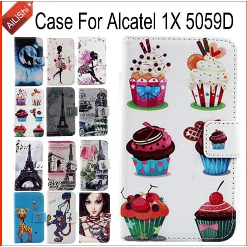 AiLiShi Case For Alcatel 1X 5059D Luxury Flip PU Leather Case 1X 5059D Alcatel Exclusive 100% Special Phone Cover Skin+Tracking