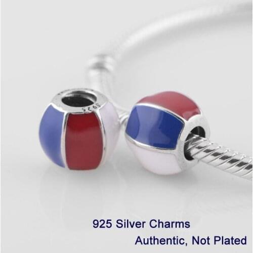 CKK 925 Sterling Silver Red, Blue and White Enamel Charms Beads Original Jewelry Making Fits For Bracelets