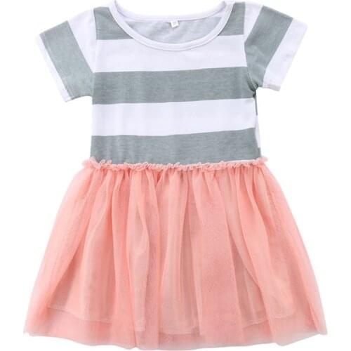 Childrens Clothing Baby Girls Lace Dresses Kids Party Pageant Princess Casual Tutu Dresses Striped Summer Dress For Girls