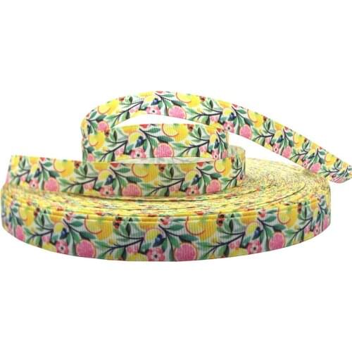 15-25mm 5 Yards Flowers Printed Grosgrain Ribbon Wedding Party Decorative Ribbons DIY Hair Bows Handmade Accessories