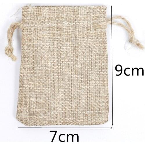 7x9cm Handmade Drawstring packaging burlap Wedding Party Christmas Gift Bags pouches jute Bags Jewelry Bag 100pcs/lot