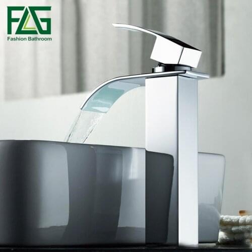 Hot Sale Fashion Brass Waterfall Water Taps Bathroom Faucets Basin Sink Mixers, Bathroom Sink Faucet