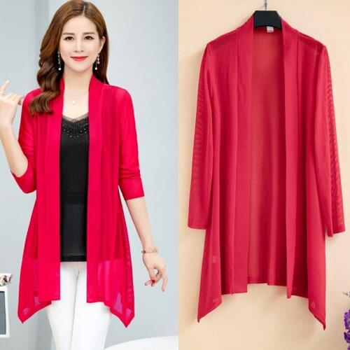 Cardigan Thin Coat Summer Long Sleeve Sunscreen Clothes 2021 New Fashion Women Solid Versatile Shawl Big Size 5xl Ladies Jackets