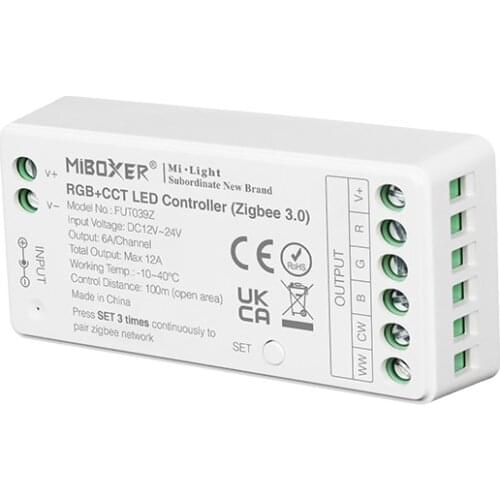MiBOXER Zigbee 3.0 FUT035Z FUT036Z FUT037Z FUT038Z FUT039Z CCT Single Color RGB RGBW RGB+CCT LED Strip Contoller DC12-24V