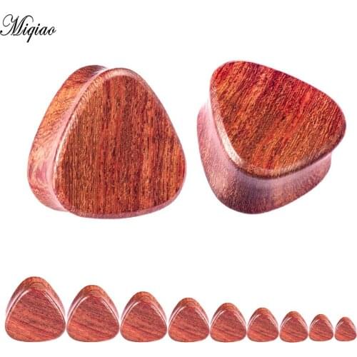Miqiao 2 Pcs Retro Human Body Piercing Jewelry Red Rosewood Earplug Gauge Natural Wood Pinna 8mm-25mm