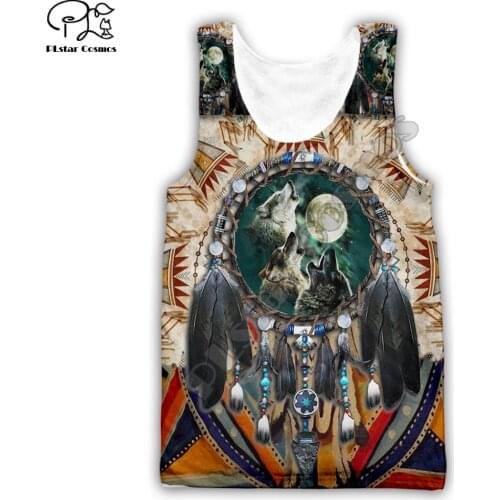 Men women Deer Hunting Tank Top Summer Skull 3d Vest Native Indian Wolf printed unisex sleeveless tees casual treetwear 002