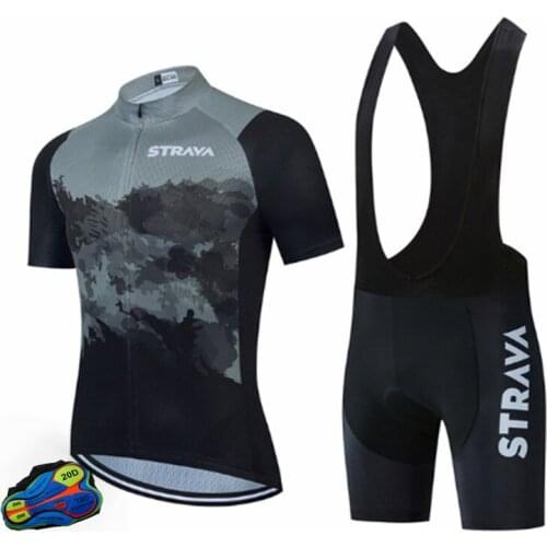 Mens Summer Cycling Sets Zipper Heat Transfer Cycling Jersey Wholesale Custom Cycling Suit Breathable Short Sleeve Suit STRAVA