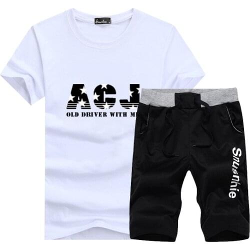 Mens Solid Color Letter O Neck Running Shorts Black White Casual Wear Suit For Mens Sports Casual Wear Clothing 2021