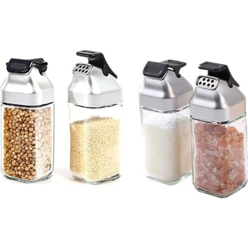 4Pack Salt and Pepper Shakers Set - Glass Salt Shaker With Sealed Lid -Cute Spice Dispenser for Kitchen or Restaurant