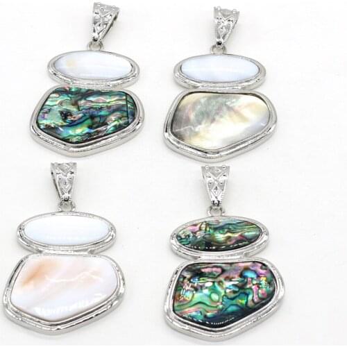 Natural Abalone Shell Pendant Unique Shape White Shell Pendant Women for Jewelry Best Gift Charms Pendant Size 45x51mm