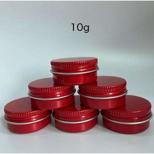 New 10g Red Empty Aluminium Travel Round Jars Pot Containers for Make up Nail Art Face Skin Care Products 50pcs