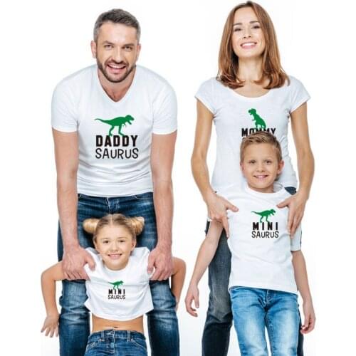 Daddy And Me Outfits Father Son Dad Baby Boy Kids Summer Clothing Brothers Family Matching Clothes Fashion Dinosaur Tshirt