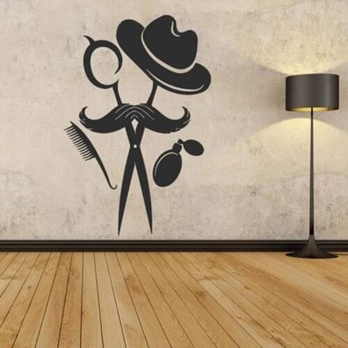 Barber Shop Wall Sticker Shop Decor Scissors Comb Pattern Wall Decals Modern Decoration Waterproof Hair Salon Sign Posters A227