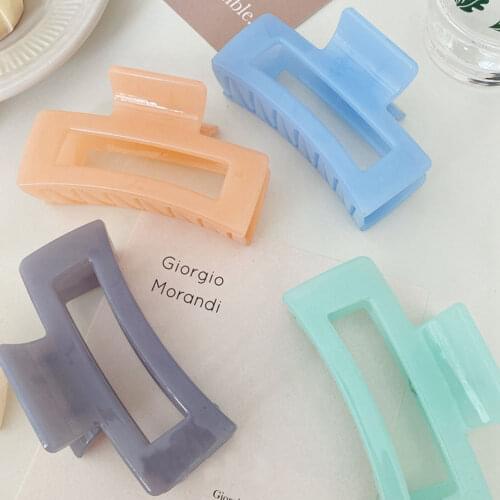 Rectangle Hair Claws Solid Color Plastic Hair Grab Clips Women Korean Hair Accessories for Girls Buckle Bath Ponytail Holder