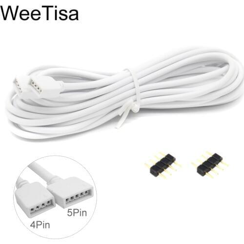 RGB RGBW Extension Cable Connector 4Pin 5Pin 1M 2M 3M 4M 5M 10M LED Extension Wire for 5050 2835 RGB RGBW LED Strip Connector
