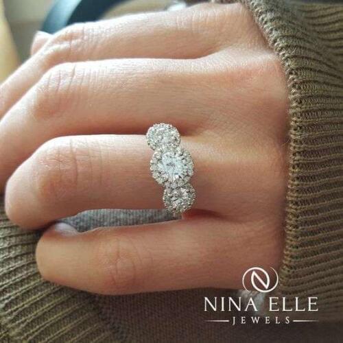 Luxury Female Girls White AAA Zircon Wedding Ring CZ Stone Ring Promise Engagement Rings For Women