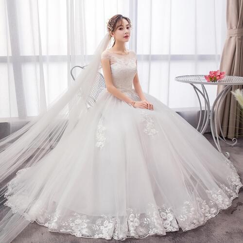 Luxury Wedding Dress 2020 New Style French Bride Retro Female Wedding Dresses Ball Gowns Bridal Lace Up Embroidery Dress