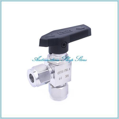 Double Ferrule Tube Ball Valve Stainless Steel SS 304 Pipe OD 6 8 10mm 1/4 3/8 Right Angle Globe valve