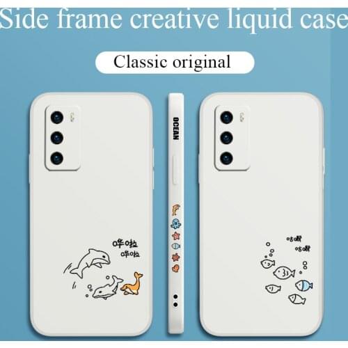 Reiki Dolphin Phone Case For Huawei P40 P40Lite P30 P20 Mate 40 40Pro 30 20 Pro Lite P Smart 2021 Y7a Liquid Silicone Cover