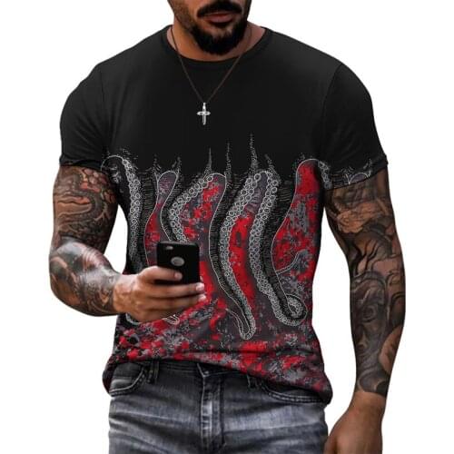 WBDDT Cthulhu Mythos 3d Mens Tops Octopus Printing Man Slim Fit Short-sleeved T-shirt Oversized T Shirt Gothic Style Free Ship