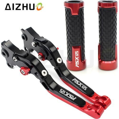 Motorcycle Parts Clutch Brake Lever Extendable Adjustable+Handle Grips For Honda GROM MSX125 MSX 125 2014-2017 2015 2016
