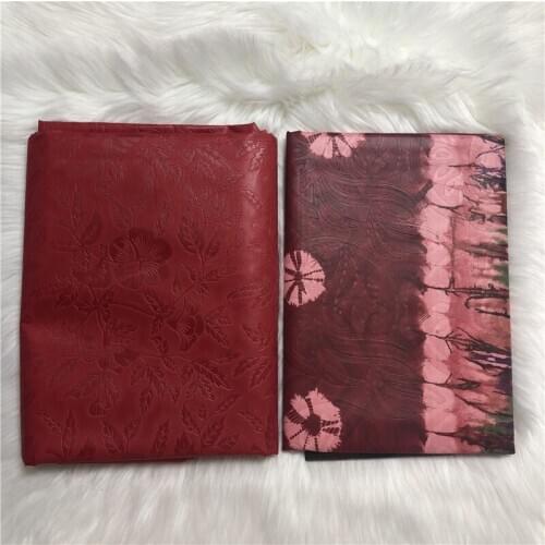 5+5 Yards African Red and Blue Guinea Baizn Riche Fabric 2019 New High Quality Basin Jacquard Brocade Women Dresses ABS30