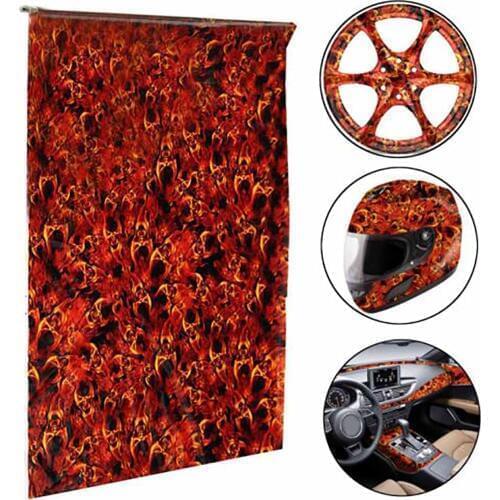 1PC 0.5*1m Fire Skeleton Hydrographic Water Transfer Film Hydro Dipping Printing