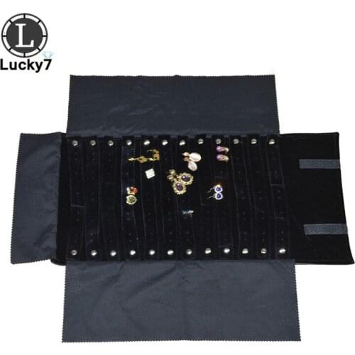 1PC Black PU Leather Jewelry Display Roll Bag Earrings Exhibition Earring Stud Organizer Display Roll Bag Display Jewelry Bag