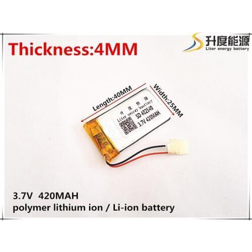 3.7V 420mAh 402540 Lithium Polymer Li-Po li ion Rechargeable Battery cells For Mp3 MP4 MP5 GPS mobile bluetooth