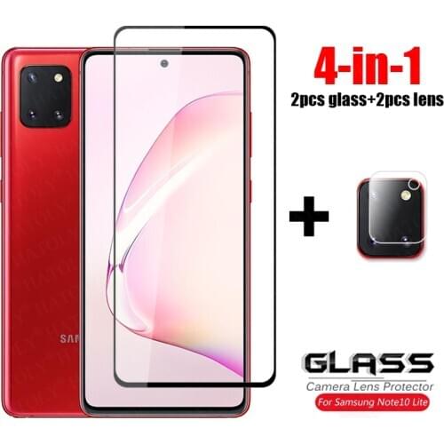 4-in-1 For Glass Samsung Galaxy Note10 Lite Tempered Glass Camera Lens Screen Protector Full Cover Film Samsung Note 10 S10 Lite
