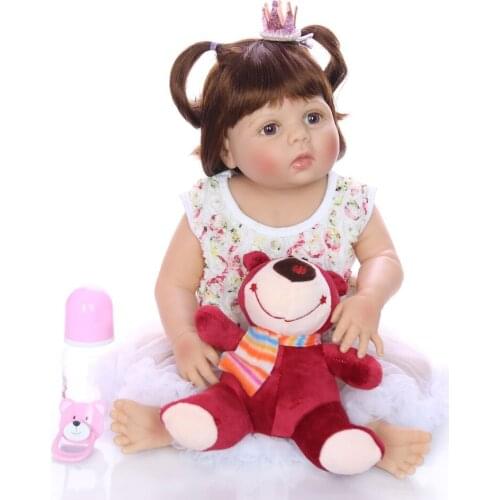 57cm Bebes reborn alive bonecas reborn Lifelike Reborn Baby Doll Girls Full Body Vinyl Silicone doll can bathe child gift toys