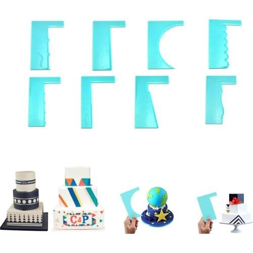 8Pcs/Lot DIY Cake Modelling Smoother Polisher Cake Scraper Blade Pastry Spatulas Pastry Icing Comb Set Baking Tools For Cakes