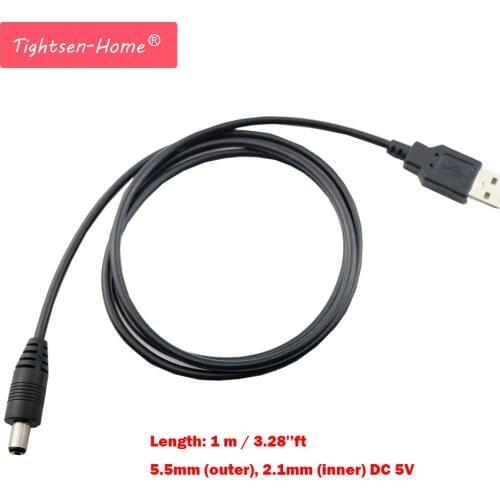 Promotion 1M USB Port To 5V 5.5 x 2.1mm inner DC Barrel jack Power Cable Connector For Small Electronics Devices Accessories