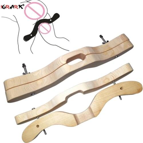 BDSM Sex Toys for Couples Men Cock Lock Penis Ring Ball Torture Ball Stretcher Scrotal Fixture Wood Humbler Adult Supplies Games
