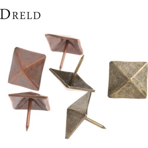 DRELD 50Pcs 19x21mm tachas Decorative Upholstery Tack Square Upholstery Nail Studs Furniture Home Decoration Hardware Fastener